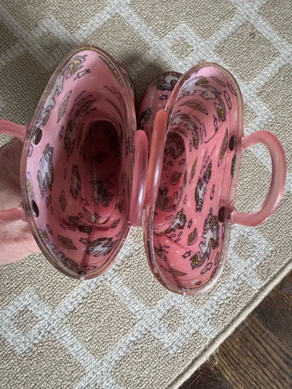 Zoogs Unicorn Glitter Rain Boots Pink Waterproof Kids Size 9 Toddler Girl